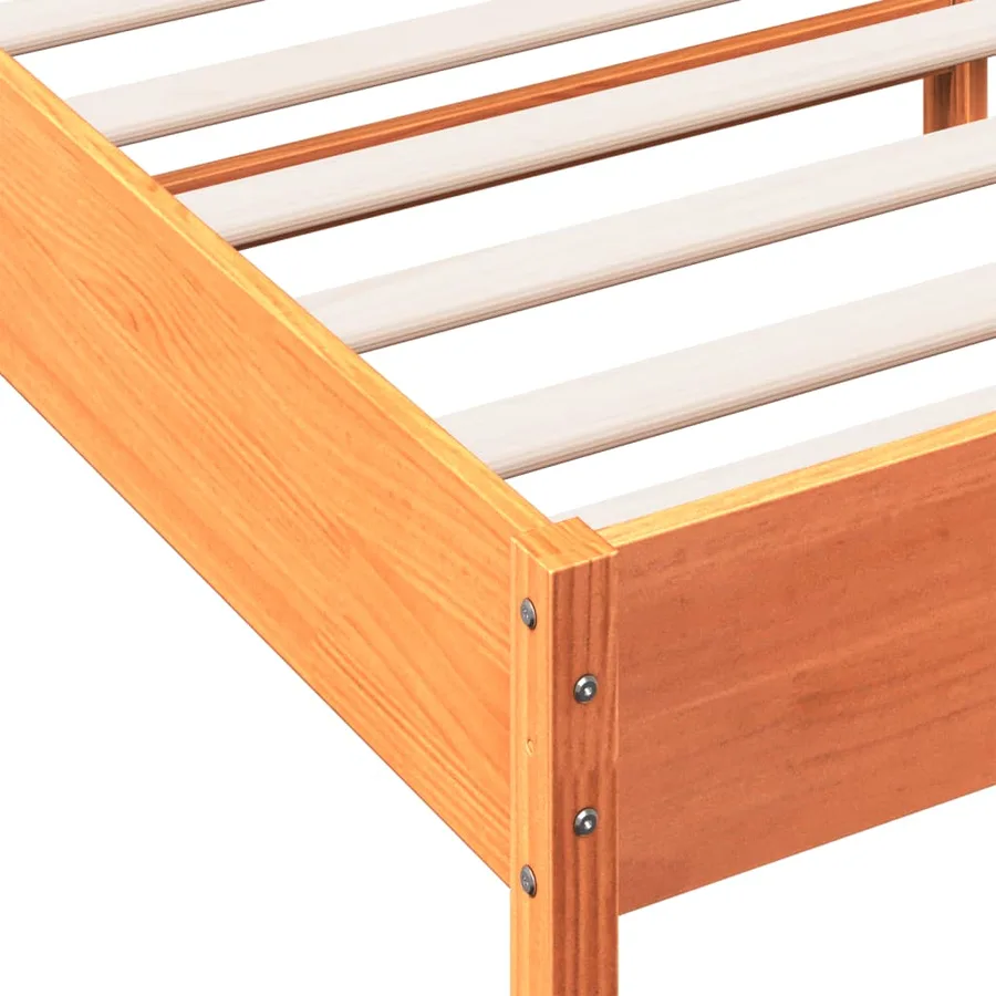 Cadre de lit sans matelas cire marron 150x200cm bois pin massif - 7