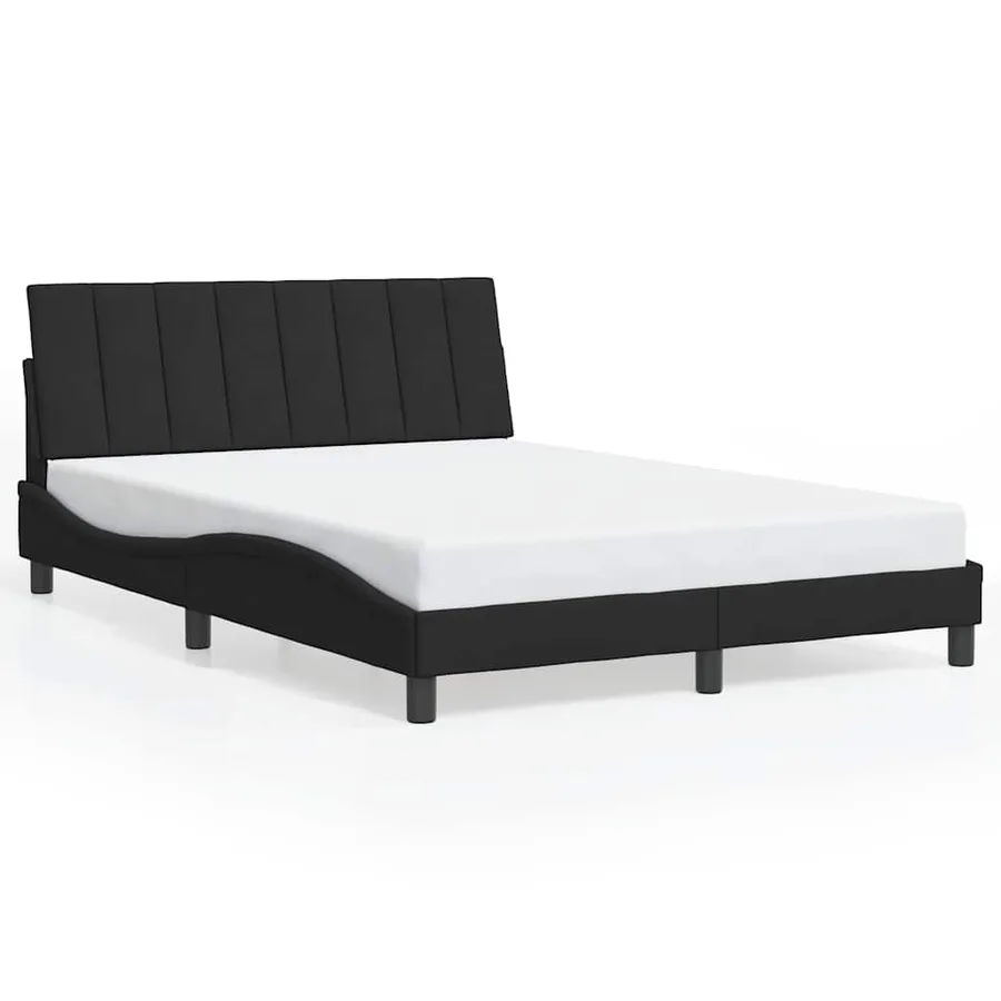 Cadre de lit sans matelas Hanko noir 140x190 cm velours - 2