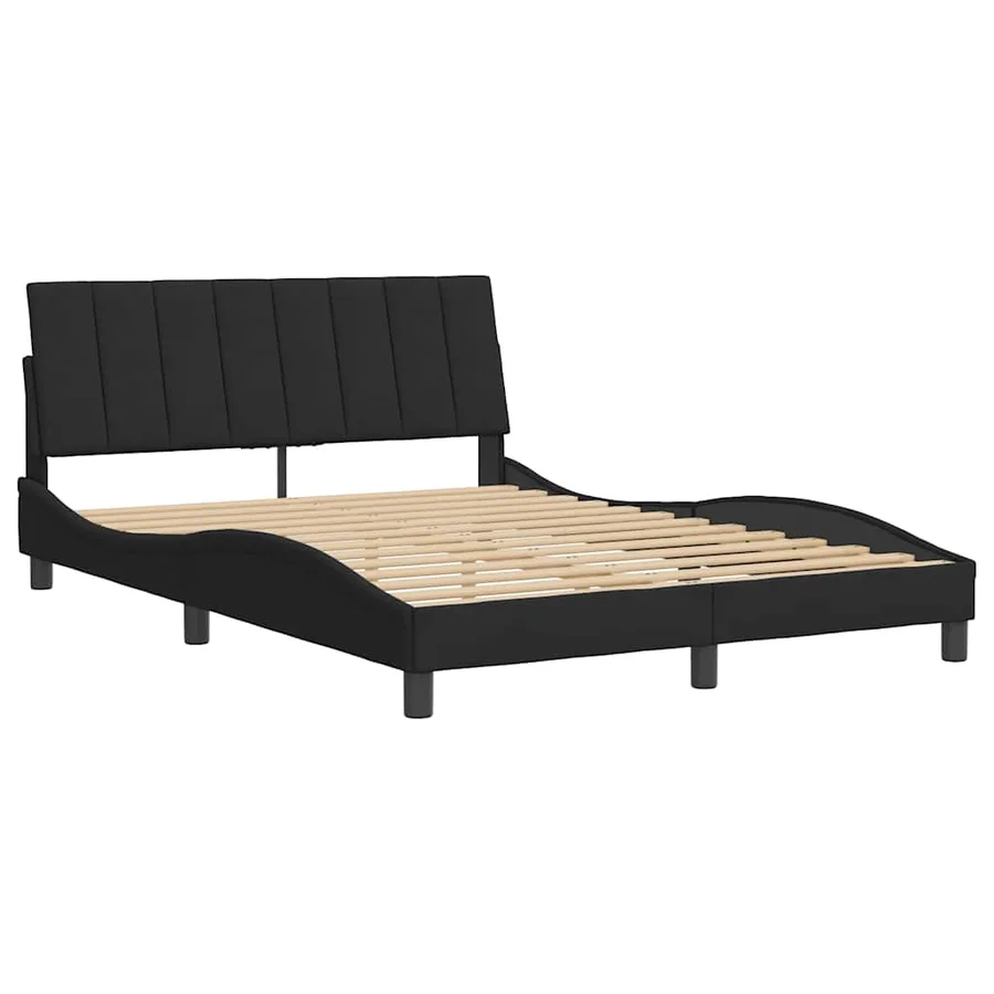 Cadre de lit sans matelas Hanko noir 140x190 cm velours - 3