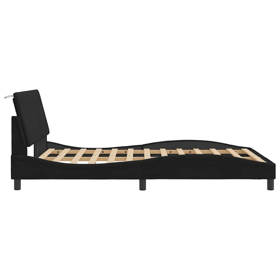 Cadre de lit sans matelas Hanko noir 140x190 cm velours - 6