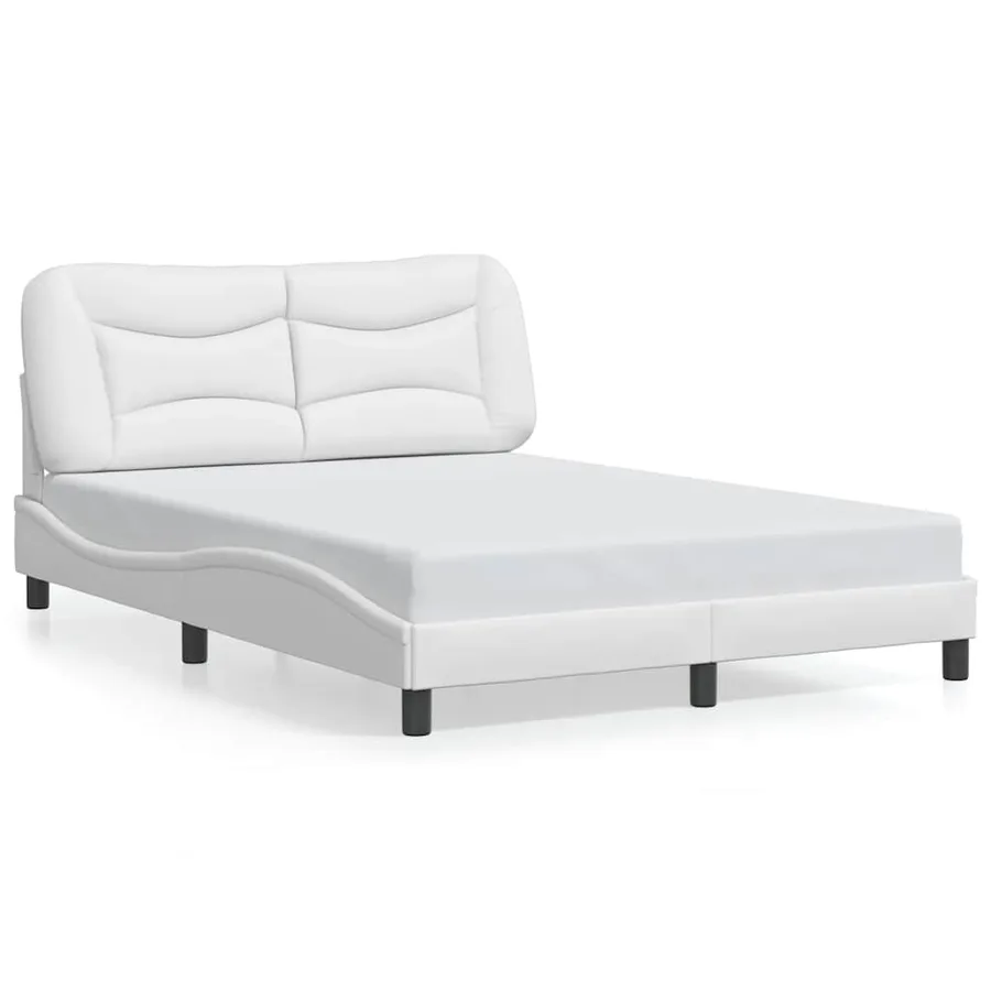 Cadre de lit sans matelas Hvar blanc 140x190 cm similicuir - 2