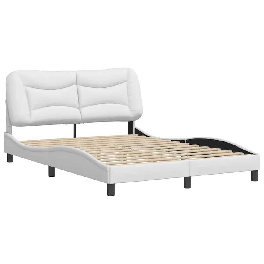 Cadre de lit sans matelas Hvar blanc 140x190 cm similicuir - 3