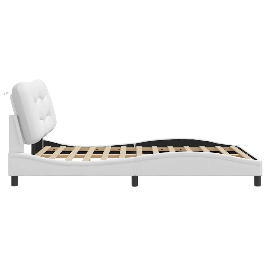 Cadre de lit sans matelas Hvar blanc 140x190 cm similicuir - 7