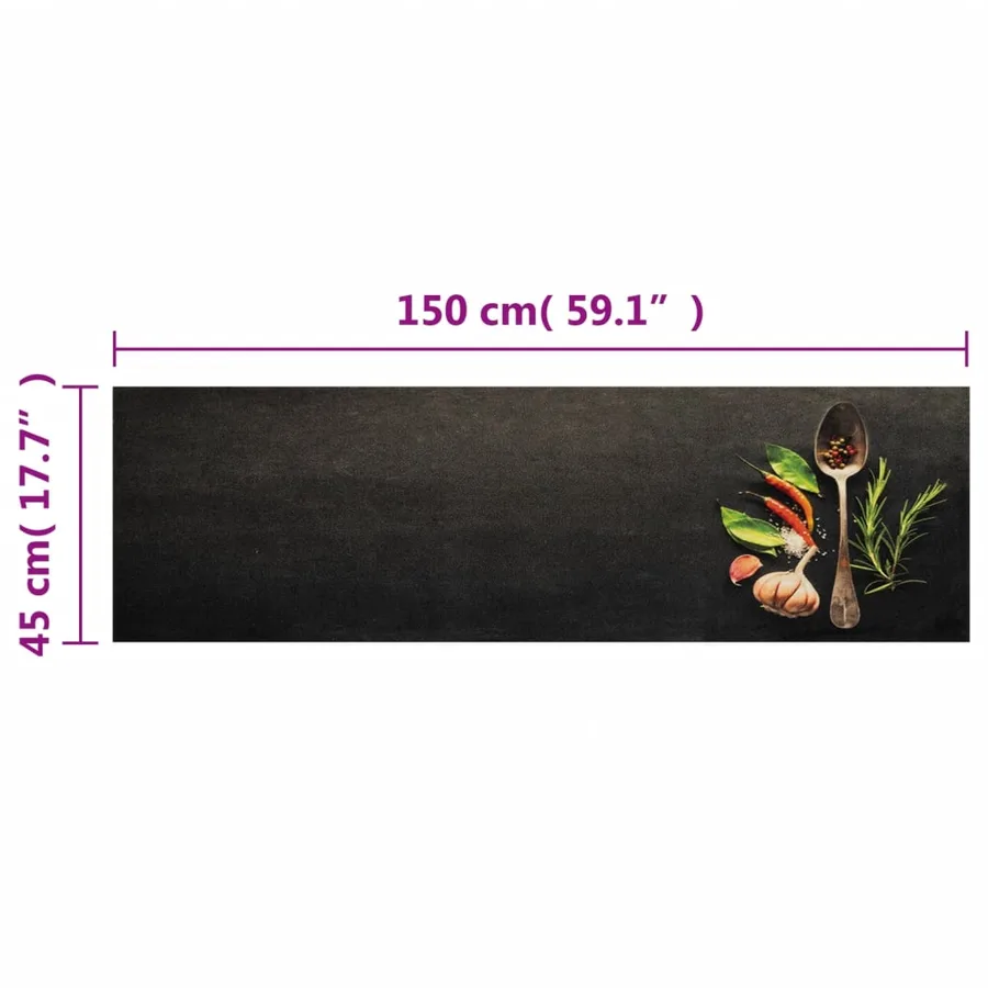 Tapis de cuisine lavable impression d'épices 45x150 cm velours - 5