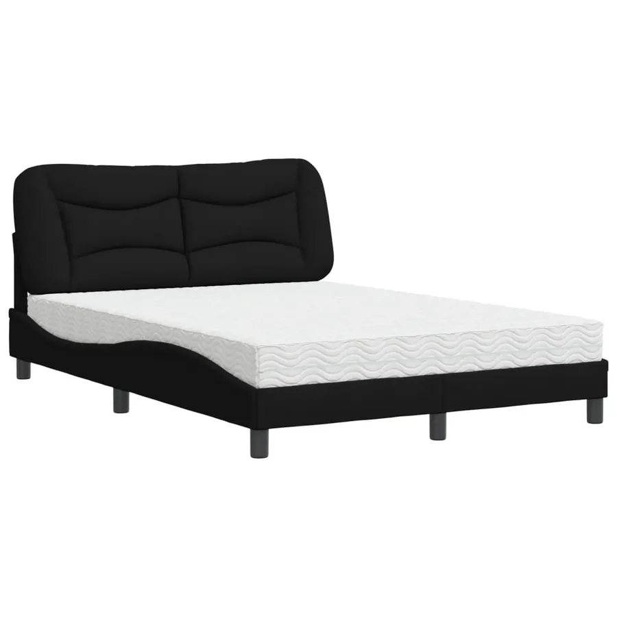 Lit avec matelas Hvar noir 140x190 cm tissu - 2