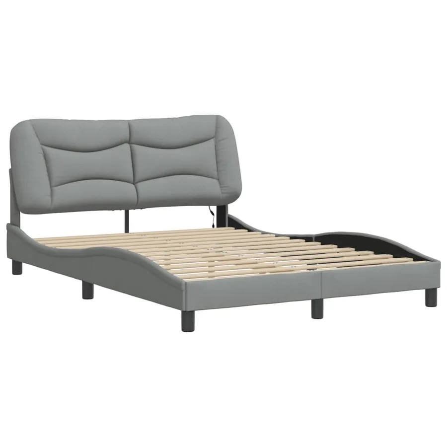 Cadre de lit avec LED sans matelas Hvar gris clair 140x190 cm tissu - 3