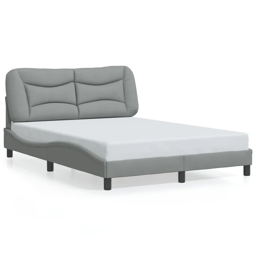 Cadre de lit avec LED sans matelas Hvar gris clair 140x190 cm tissu - 5