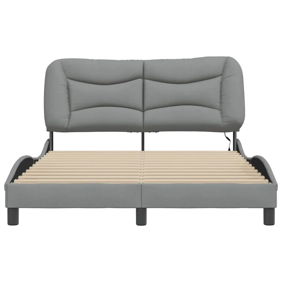 Cadre de lit avec LED sans matelas Hvar gris clair 140x190 cm tissu - 6