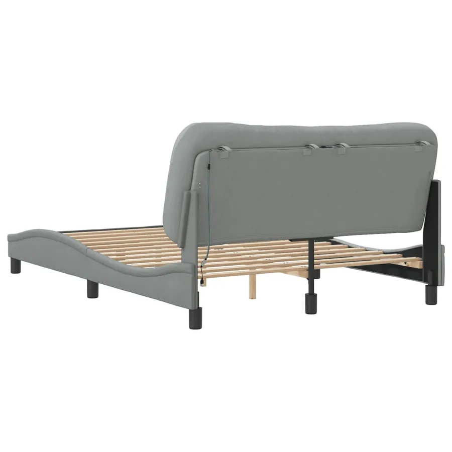 Cadre de lit avec LED sans matelas Hvar gris clair 140x190 cm tissu - 9