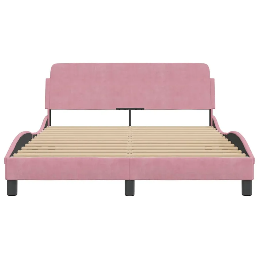 Cadre de lit avec tête de lit Dover rose 140x190cm velours - 4