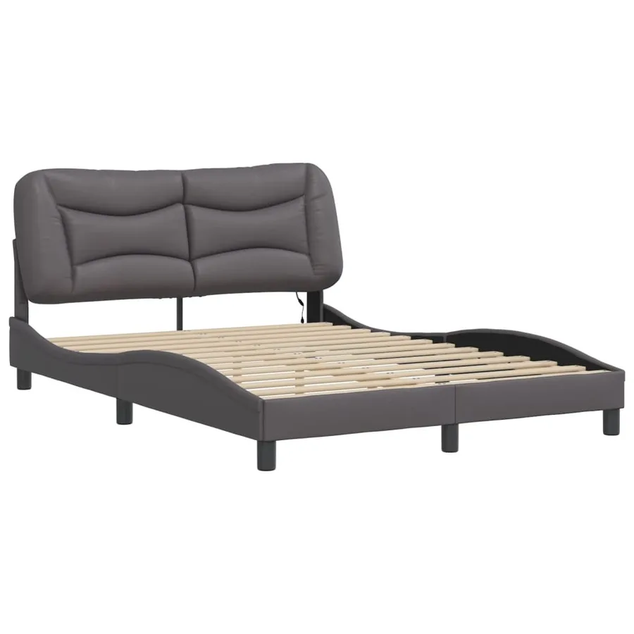 Cadre de lit avec LED sans matelas Hvar gris 140x190 cm - 3