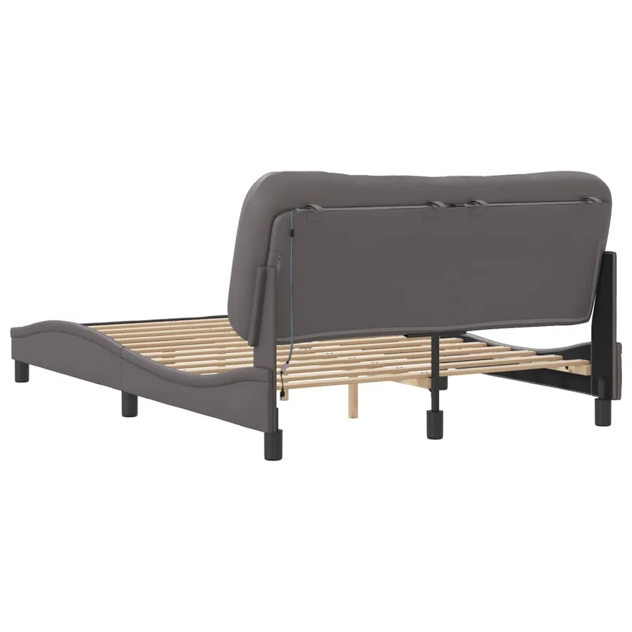 Cadre de lit avec LED sans matelas Hvar gris 140x190 cm - 9