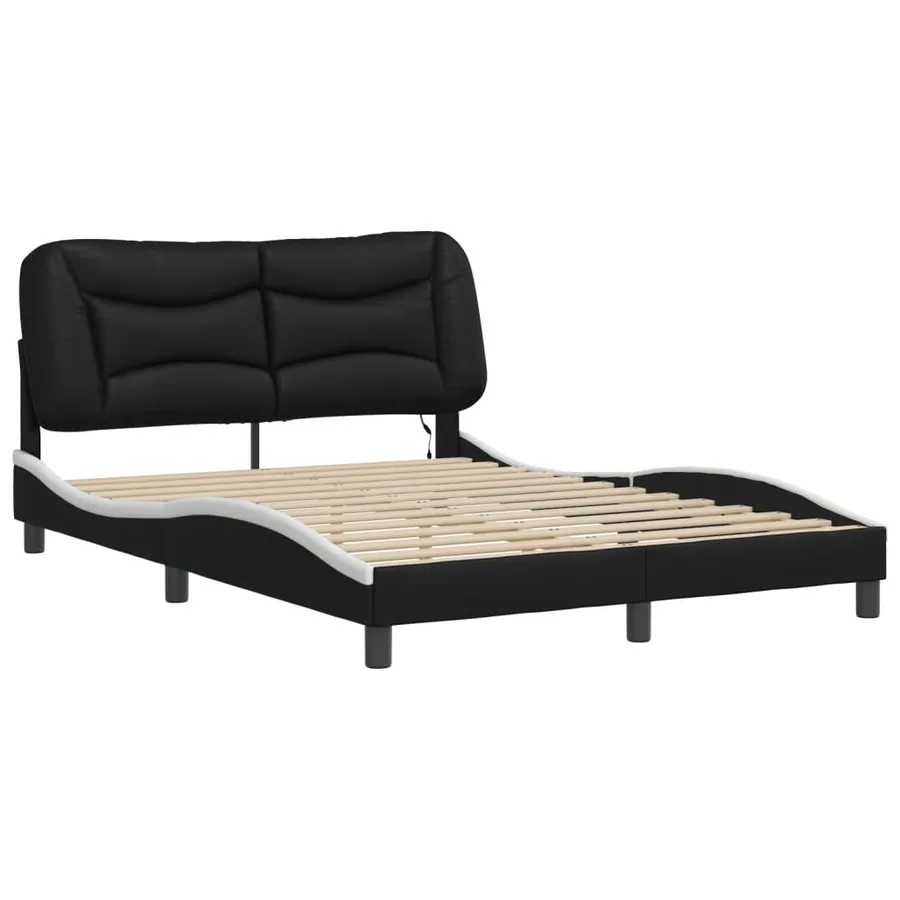 Cadre de lit avec LED sans matelas Hvar noir et blanc 140x190 cm - 3