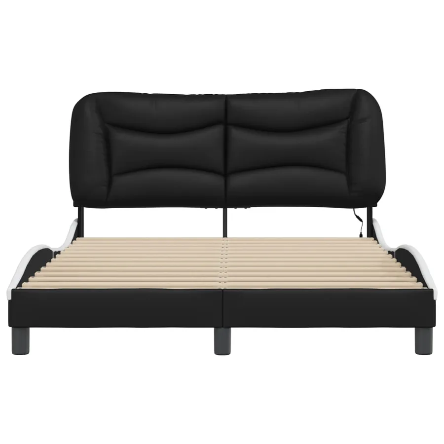 Cadre de lit avec LED sans matelas Hvar noir et blanc 140x190 cm - 6
