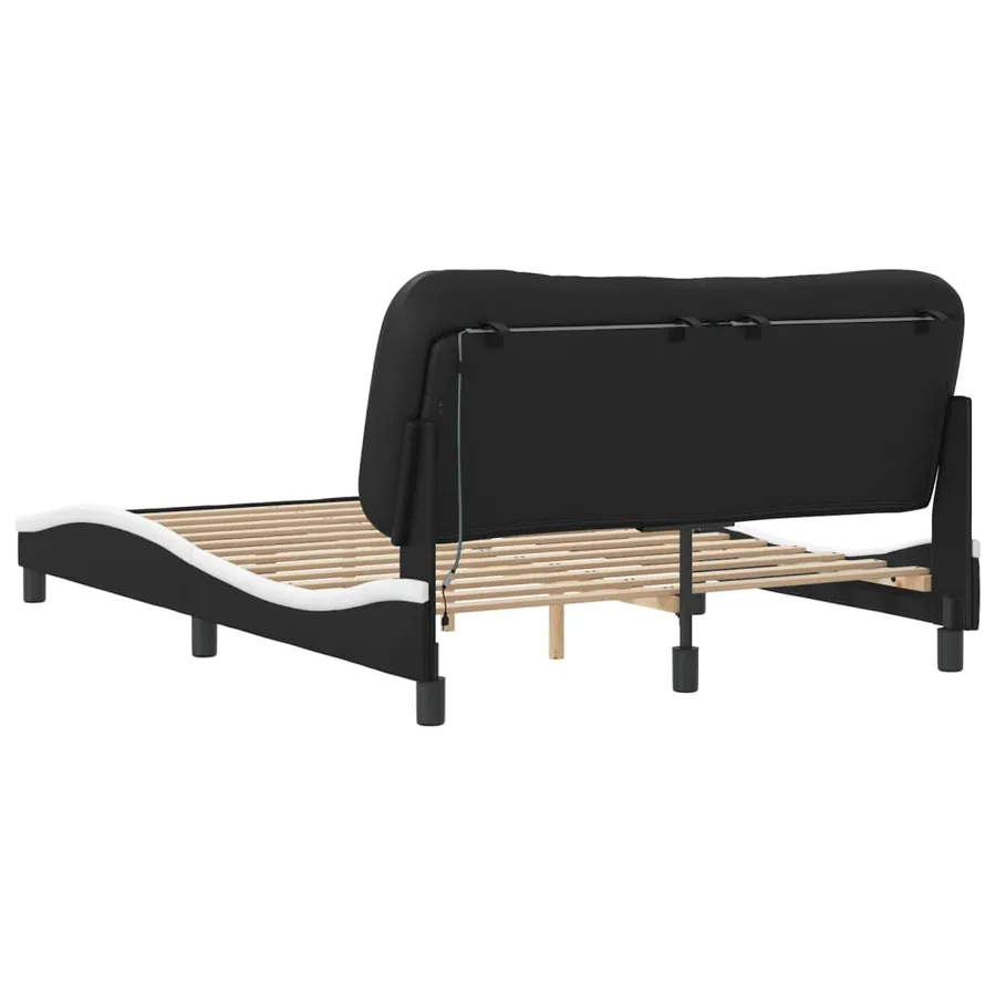 Cadre de lit avec LED sans matelas Hvar noir et blanc 140x190 cm - 9