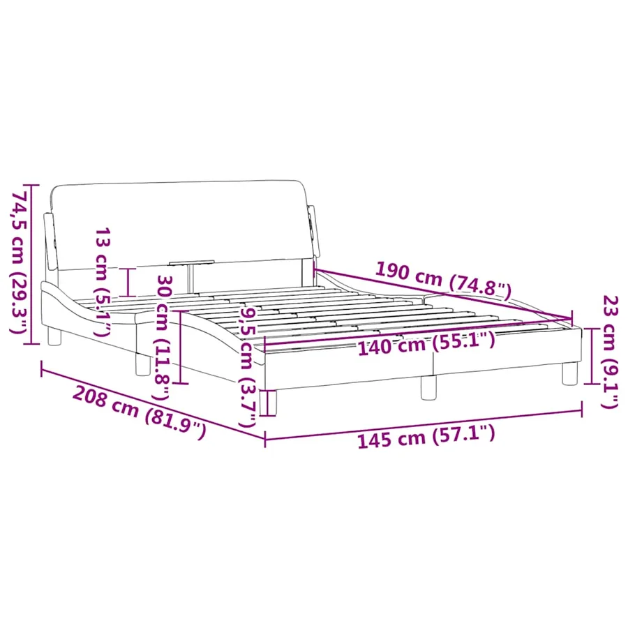 Cadre de lit Dover marron 140x190 cm similicuir - 9