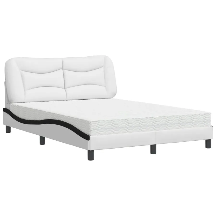 Lit avec matelas Hvar blanc et noir 140x190 cm similicuir - 2
