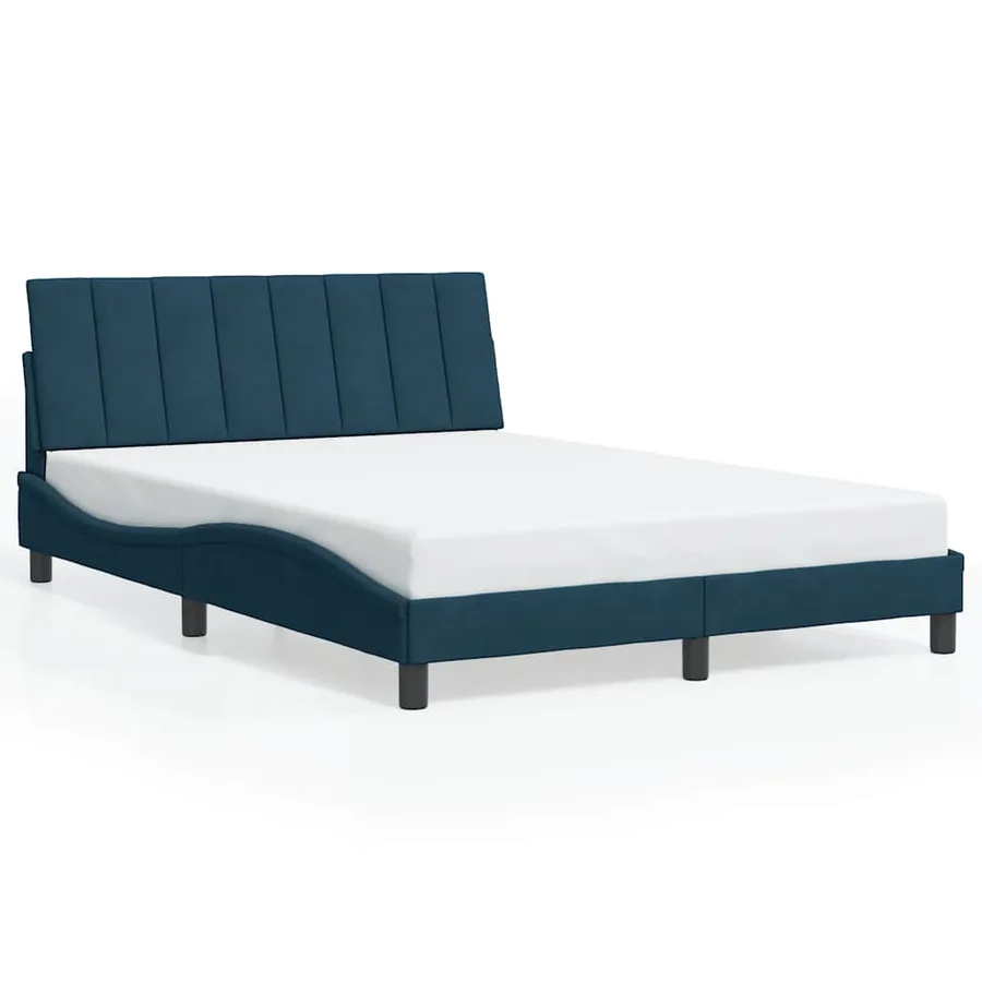 Cadre de lit sans matelas Hanko bleu 140x190 cm velours - 2
