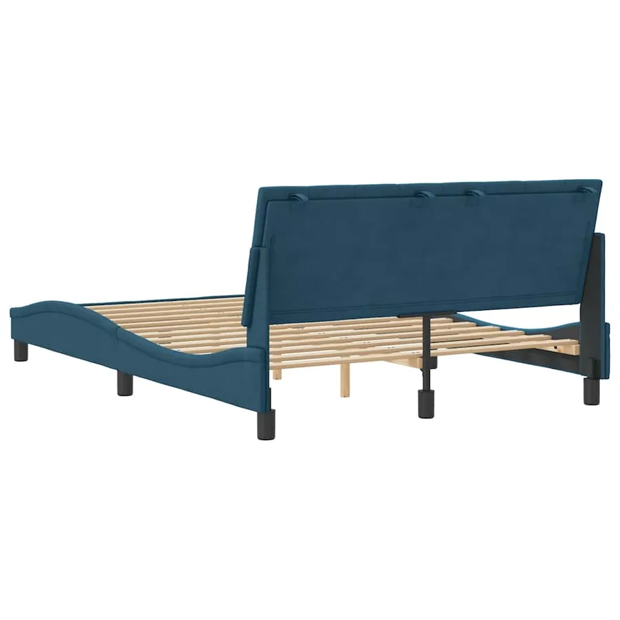 Cadre de lit sans matelas Hanko bleu 140x190 cm velours - 8