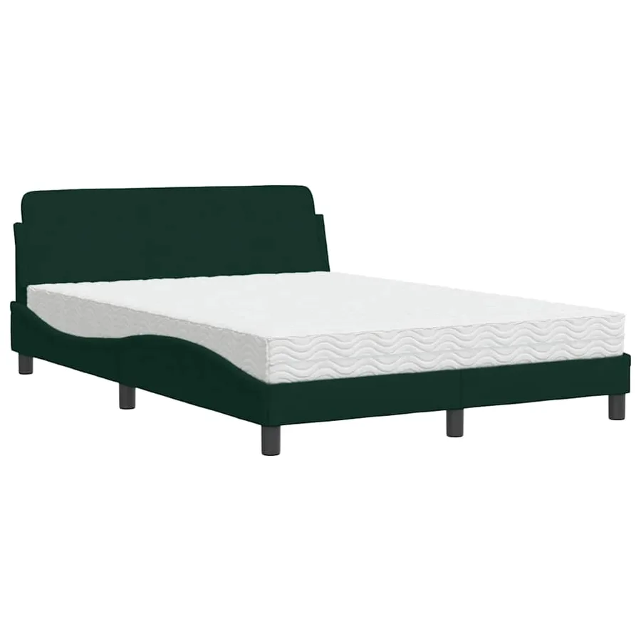 Lit avec matelas Dover vert foncé 140x190 cm velours - 2
