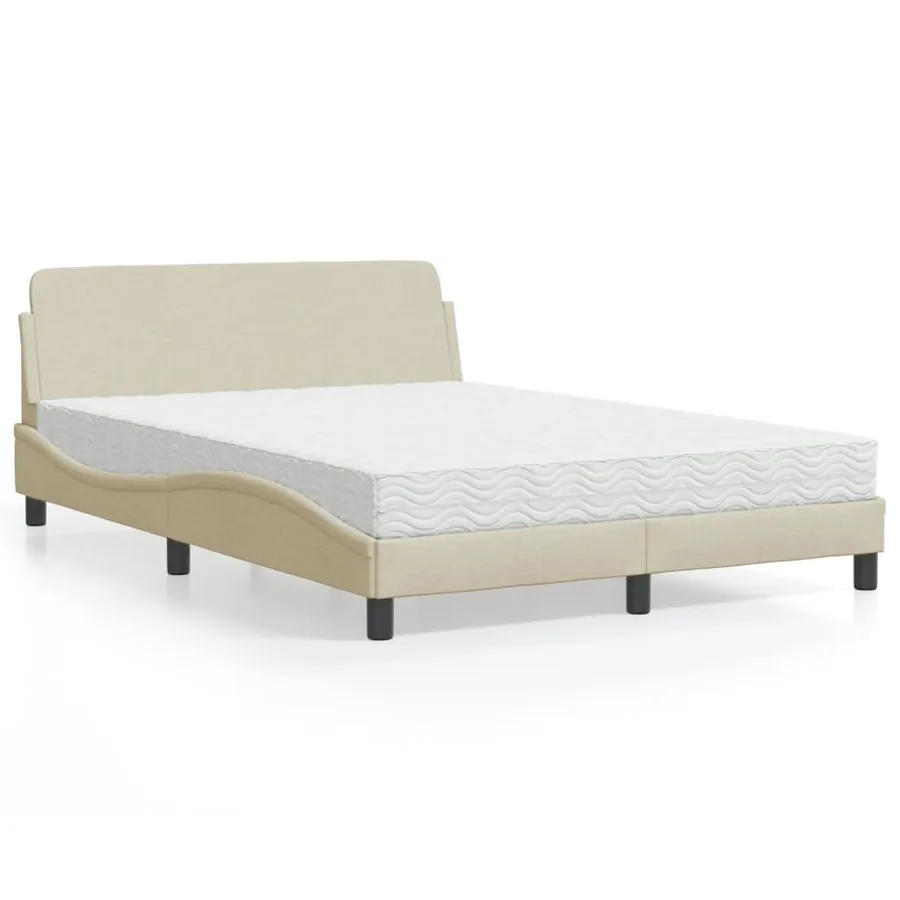 Lit avec matelas Dover crème 140x190 cm tissu