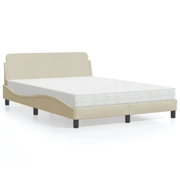 Lit avec matelas Dover crème 140x190 cm tissu