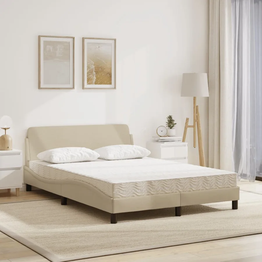 Lit avec matelas Dover crème 140x190 cm tissu - 3