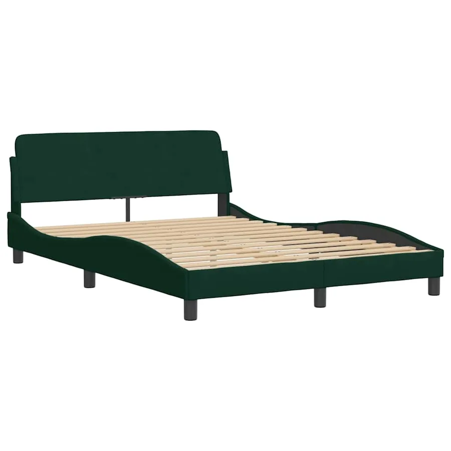 Cadre de lit Dover vert foncé 140x190 cm velours - 3