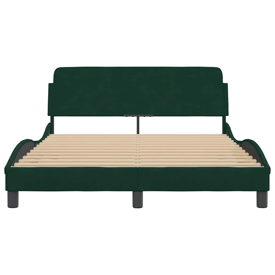 Cadre de lit Dover vert foncé 140x190 cm velours - 4
