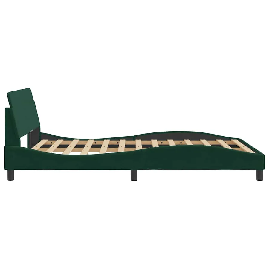 Cadre de lit Dover vert foncé 140x190 cm velours - 5
