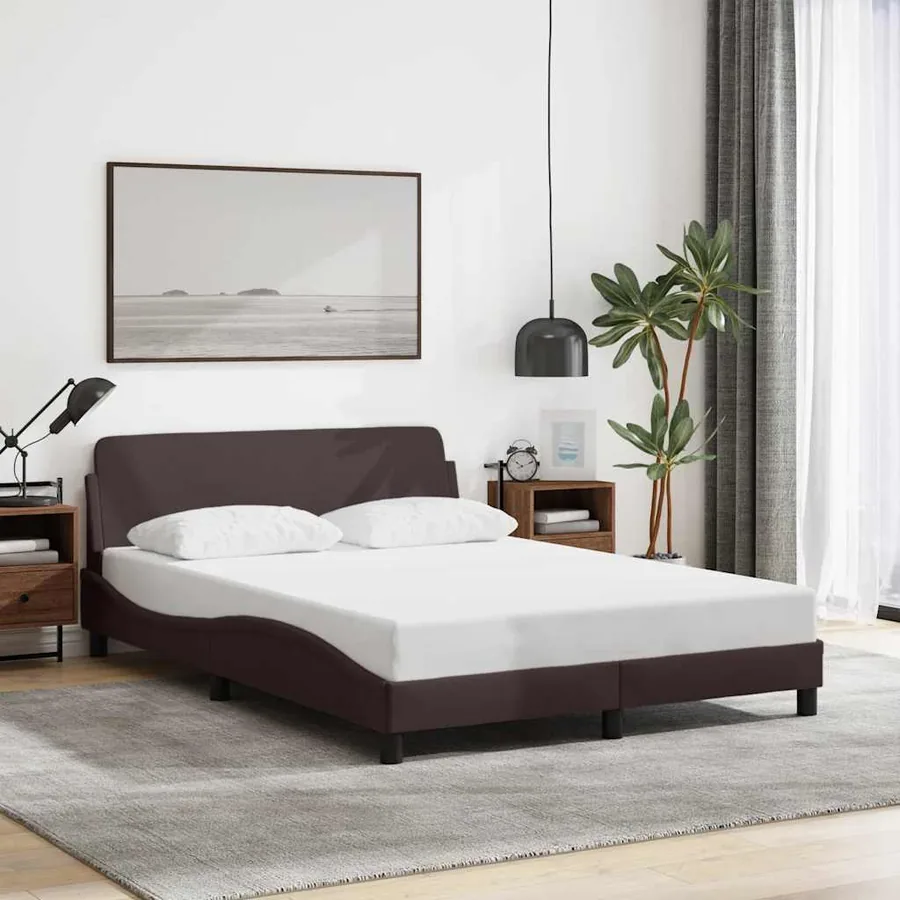 Cadre de lit Dover marron foncé 140x190 cm tissu