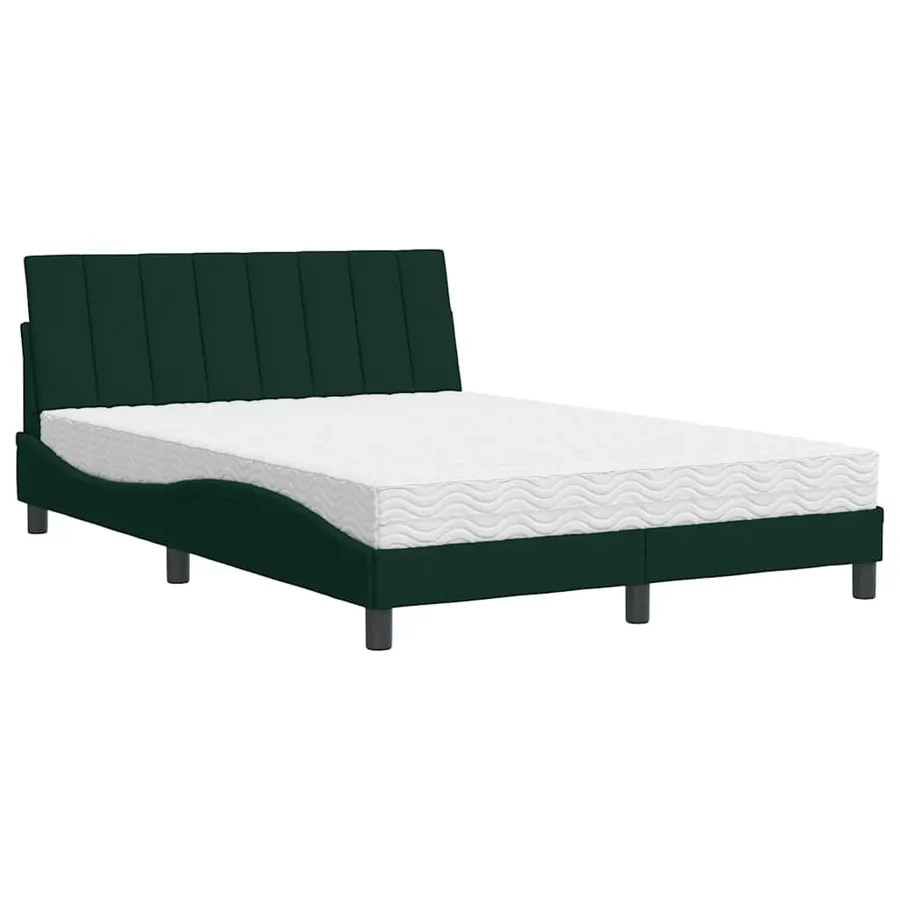 Lit avec matelas Hanko vert foncé 140x190 cm velours - 2