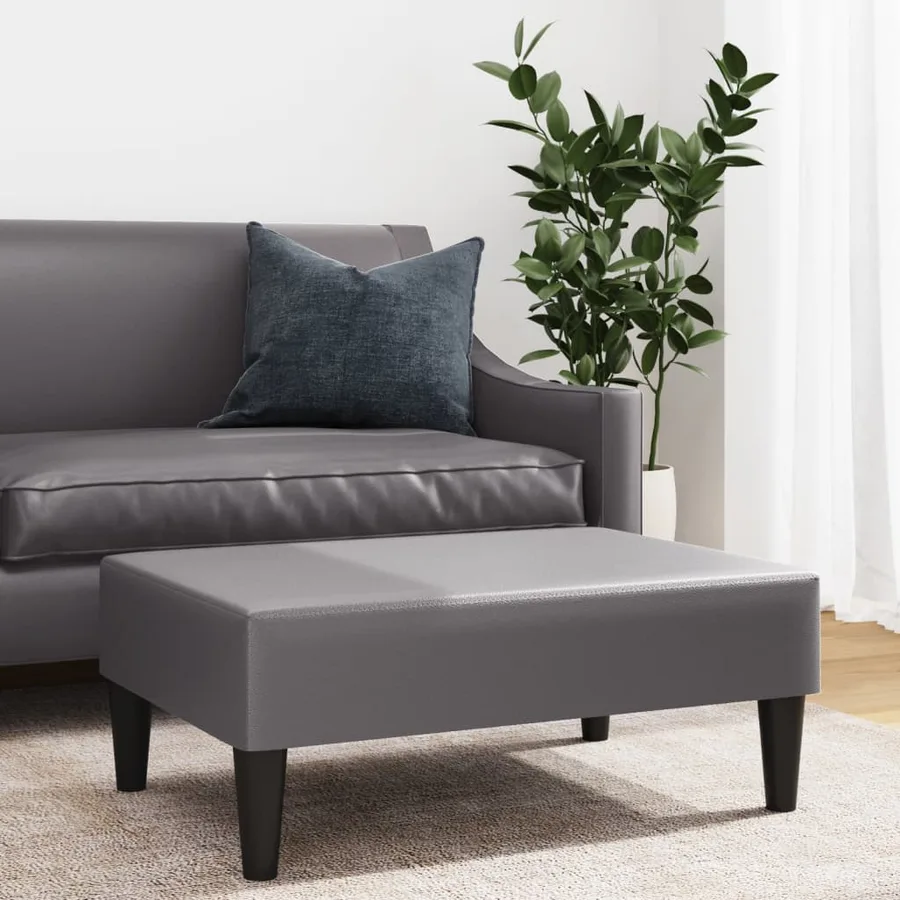 Repose-pied gris 77x55x31 cm similicuir - 3