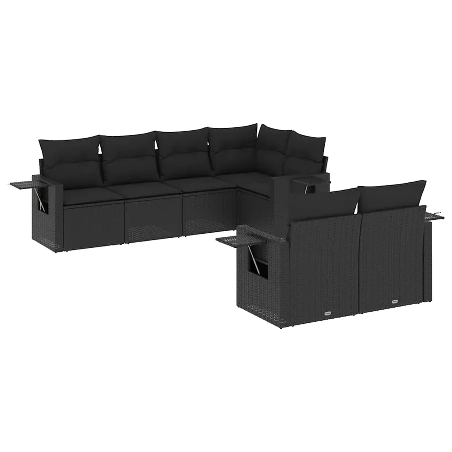 Salon de jardin 7 pcs avec coussins noir résine tressée 55 x 62 x 69 cm - 65,0 kg - 2