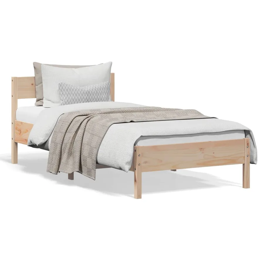 Cadre de lit sans matelas 75x190 cm bois de pin massif - 2