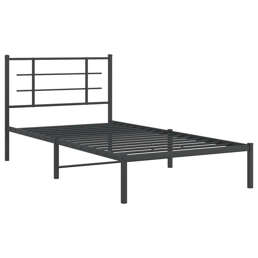 Cadre de lit métal sans matelas avec tête de lit noir 100x200cm - 3