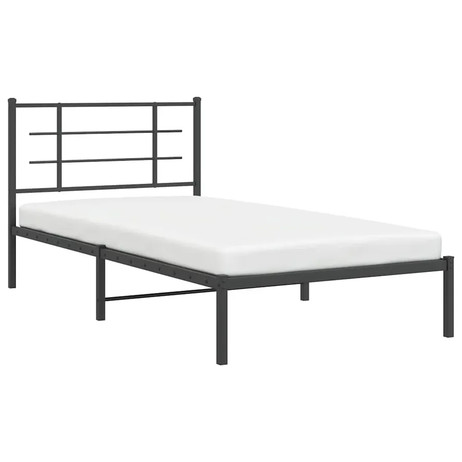 Cadre de lit métal sans matelas avec tête de lit noir 100x200cm - 4