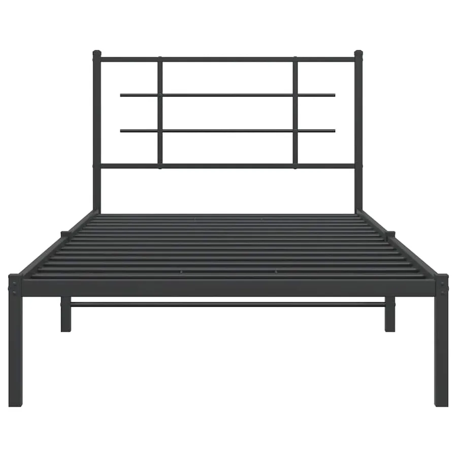 Cadre de lit métal sans matelas avec tête de lit noir 100x200cm - 5