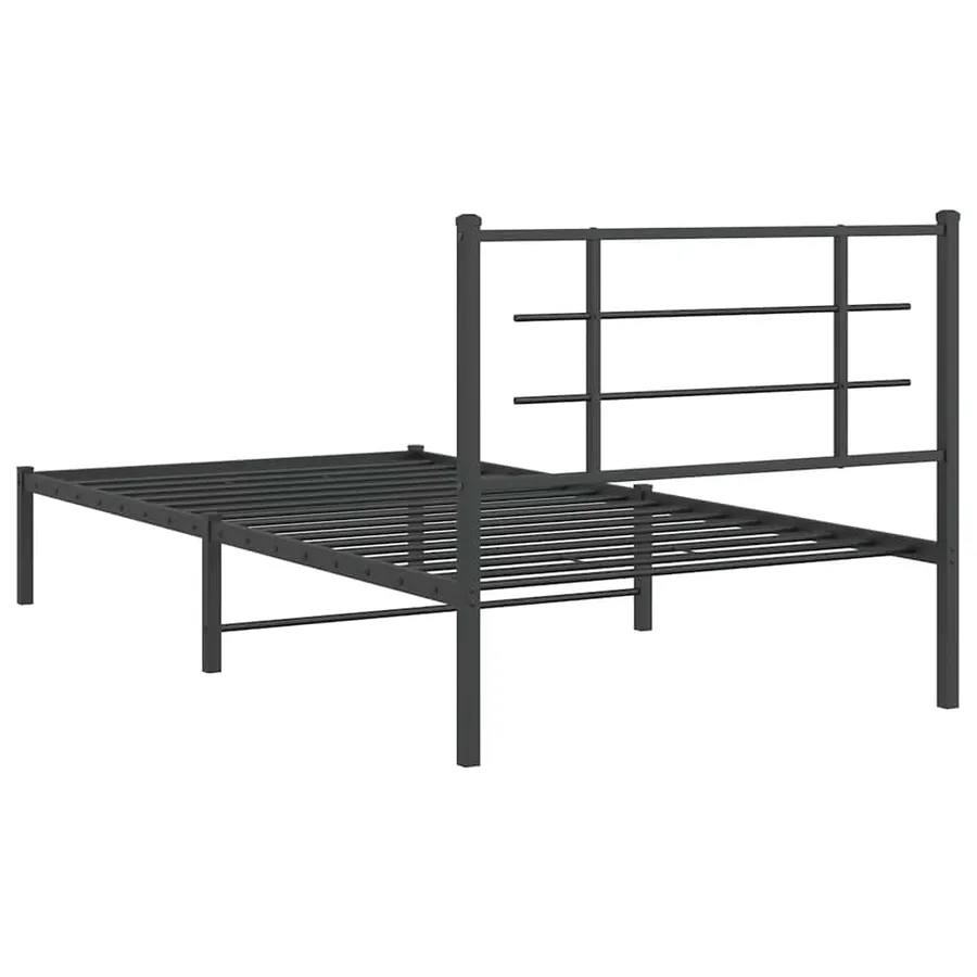 Cadre de lit métal sans matelas avec tête de lit noir 100x200cm - 7