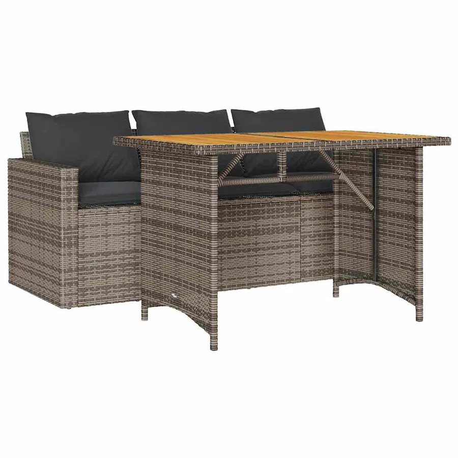 Ensemble à manger de jardin et coussins 2 pcs gris rotin - 2