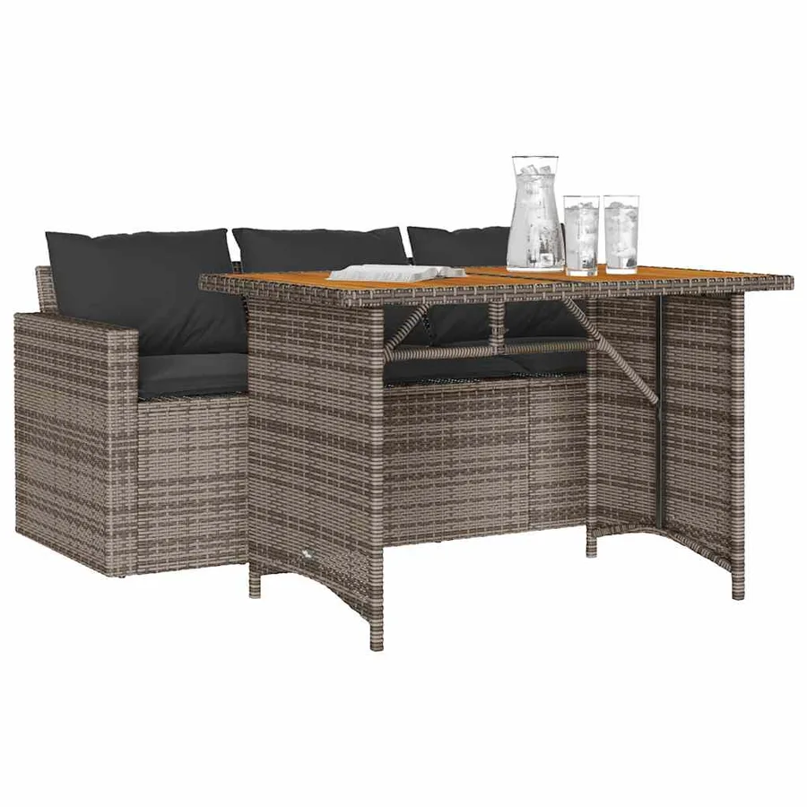 Ensemble à manger de jardin et coussins 2 pcs gris rotin - 3