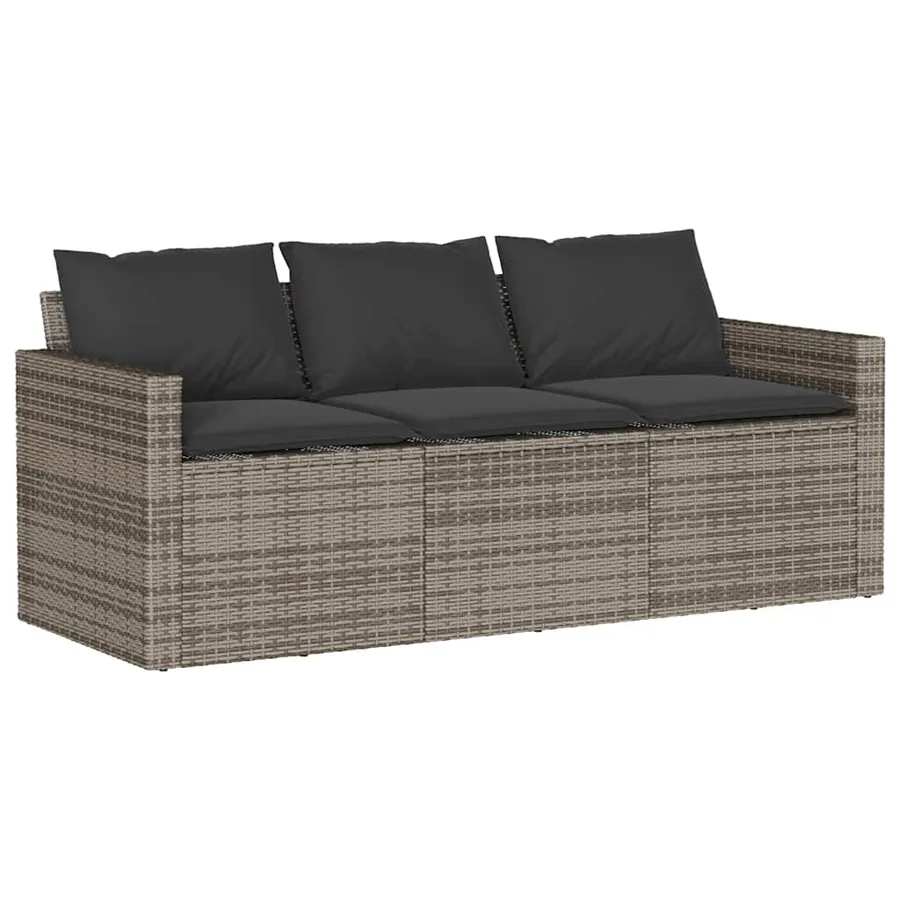 Ensemble à manger de jardin et coussins 2 pcs gris rotin - 4