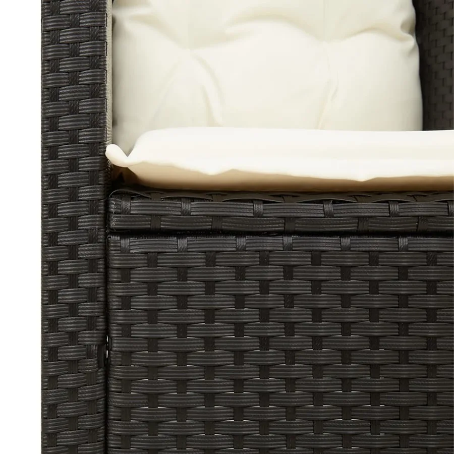 Ensemble de bistro 3 pcs et coussins noir résine tressée acacia - 6