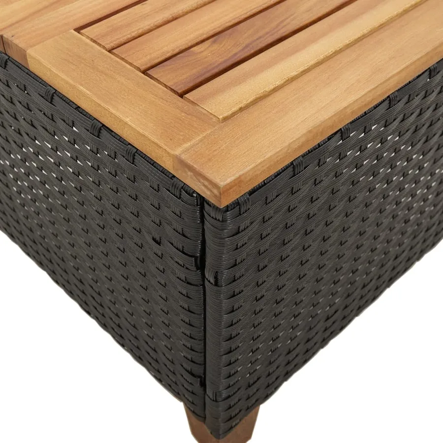 Ensemble de bistro 3 pcs et coussins noir résine tressée acacia - 7