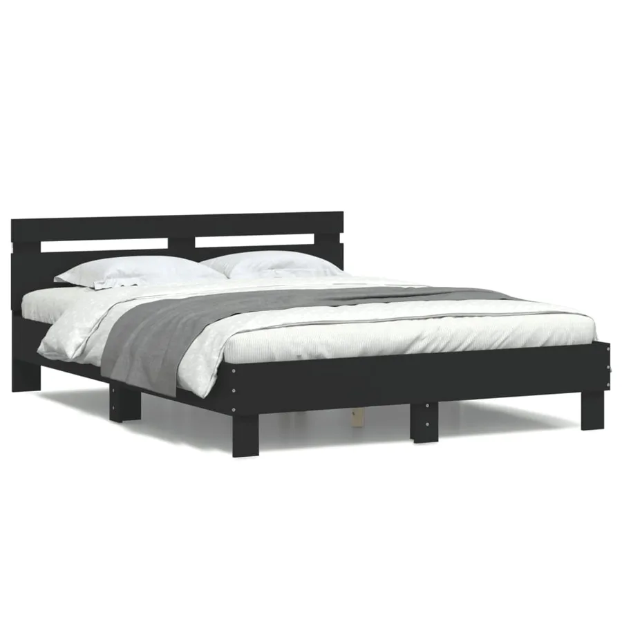 Cadre de lit avec LED sans matelas noir 140x190 cm - 5