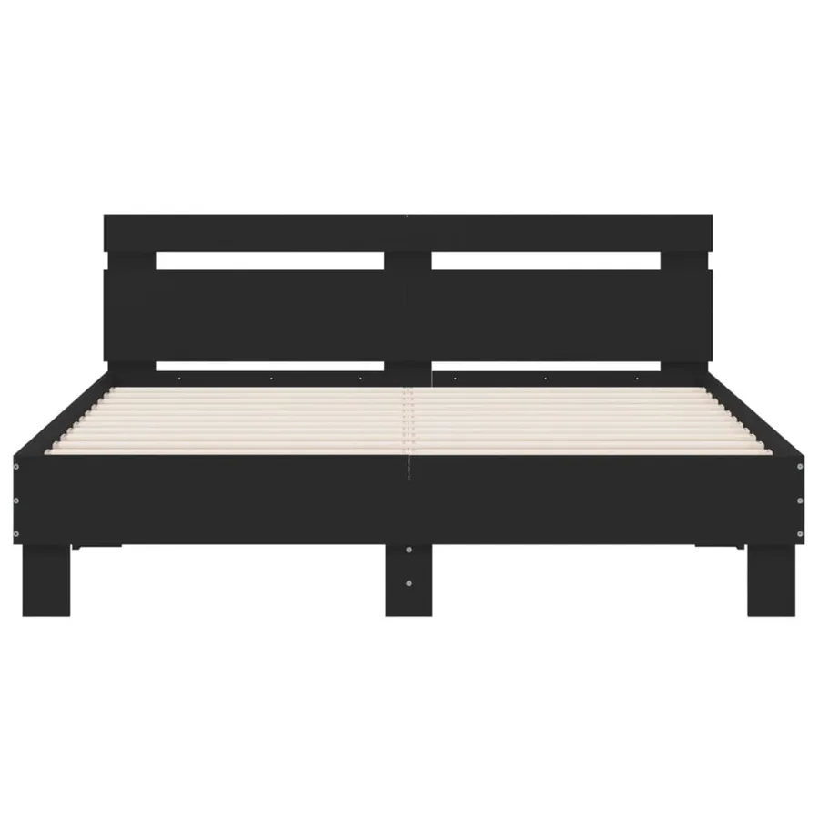 Cadre de lit avec LED sans matelas noir 140x190 cm - 7