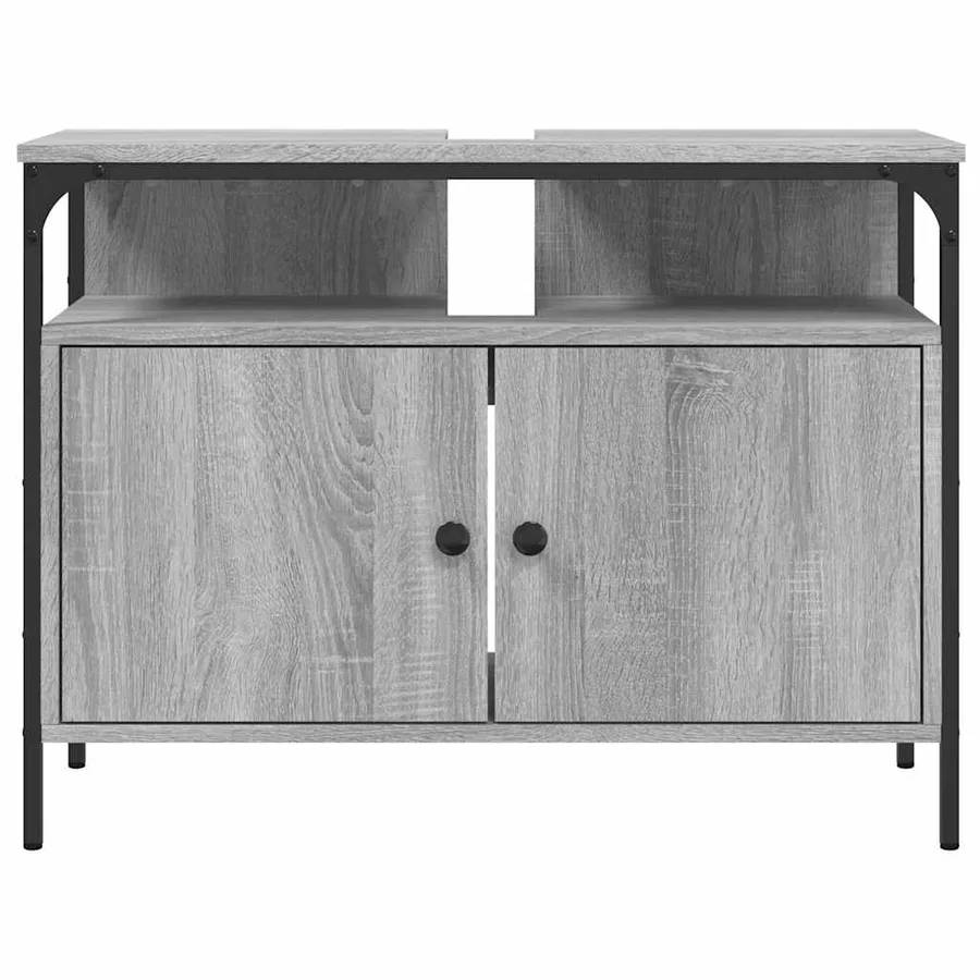Armoire lavabo de salle de bain sonoma gris 80x30x60 cm - 4