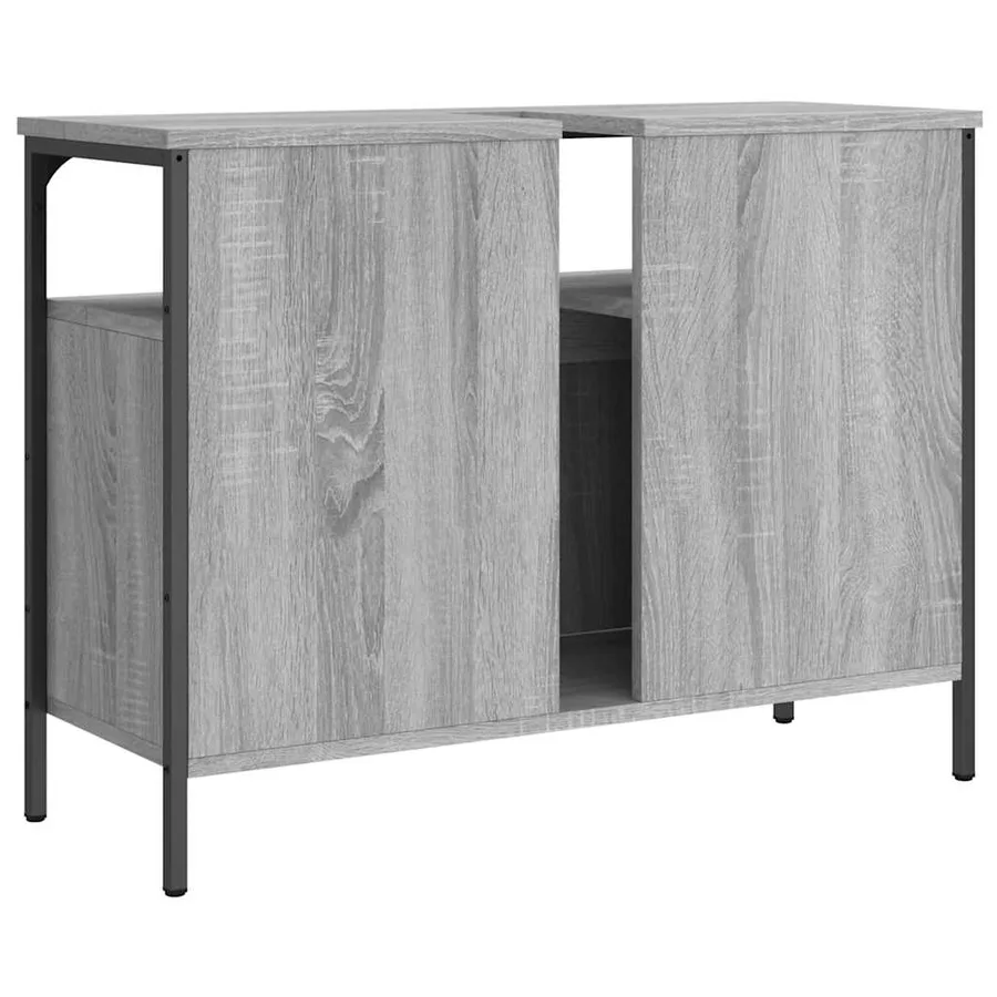 Armoire lavabo de salle de bain sonoma gris 80x30x60 cm - 6