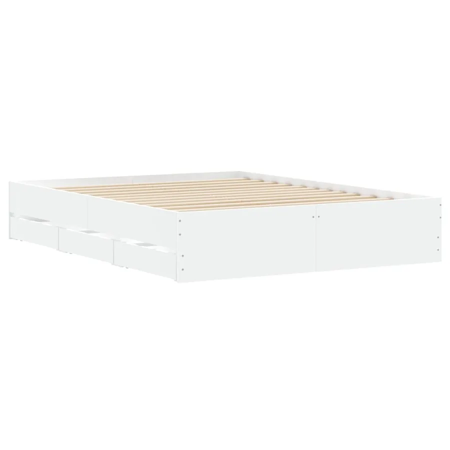 Cadre de lit avec tiroirs sans matelas blanc 140x200 cm - 4