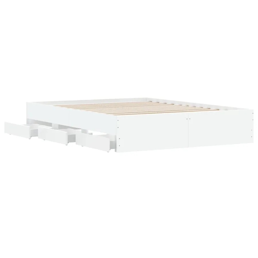 Cadre de lit avec tiroirs sans matelas blanc 140x200 cm - 5